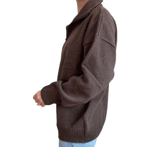 Swanndri Mens Brown Wool Quarter Zip Pullover Minimalistic Sweater Sz 2XL - Picture 3 of 8